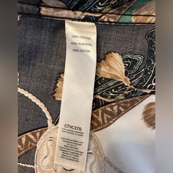 Chicos No-Iron Chic Status Shirt Effortless Size 0 US Small Print Long Sleeve - Picture 3 of 5